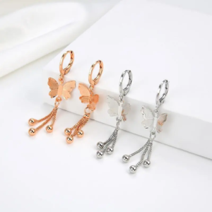 Two Color Butterfly Women's Earrings Cubic Zirconia - Image 4